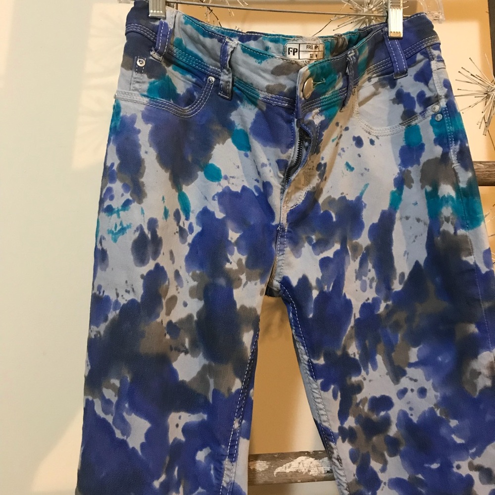 FREE PEOPLE tie dye watercolor flare pants